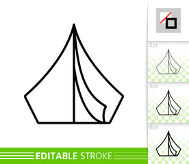Camp tent summer awning thin line vector icon