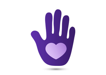 Obraz premium Heart in the open palm. Icon, flat design. The concept of charity, volunteering, love, kindness, family, social problems.