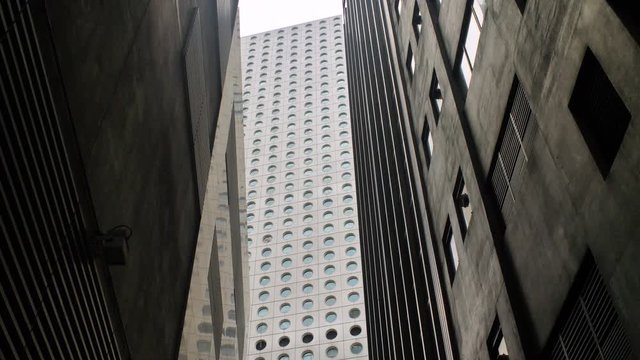 Dolly Shot to the Stunning High Rise in Hong Kong, China. Futuristic Buildings