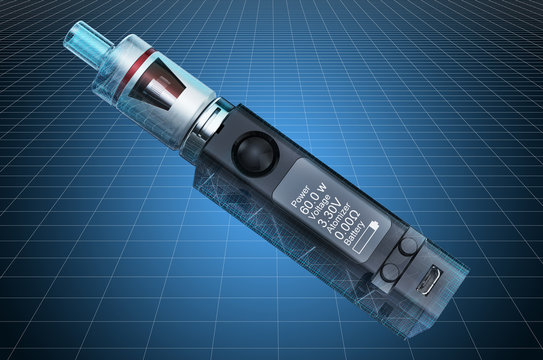 Visualization 3d cad model of electronic pipe, blueprint. 3D rendering