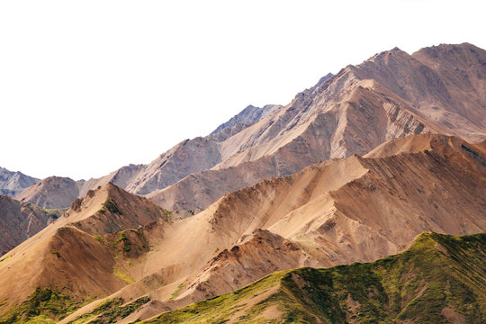Mountain ridges in Denali National Park near Polychrome overlook, Alaska, USA