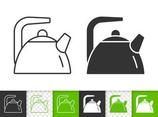 Teapot kettle tea simple black line vector icon
