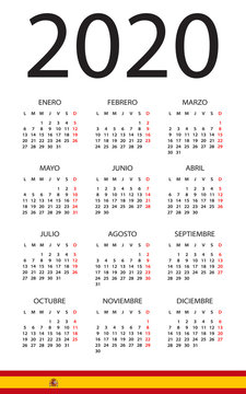 Calendar 2020 - illustration. Spanish version