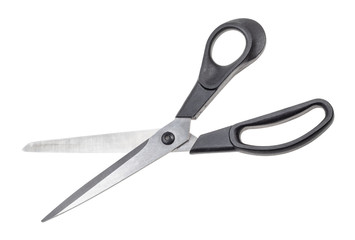common scissors with black plastic handles