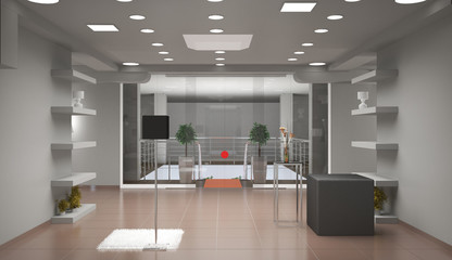interior, exhibition hall, 3D illustration
