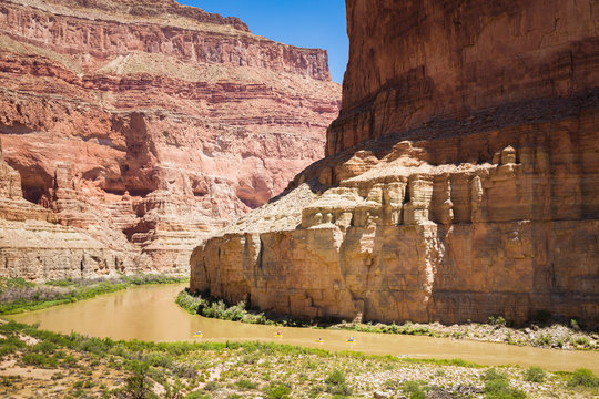 Rafters on a Colorado River trip at Mile 47, Grand Canyon National Park, Arizona, USA