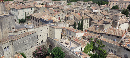 Uzes, France: medieval town, cite medievale, mittelalterliche Stadt