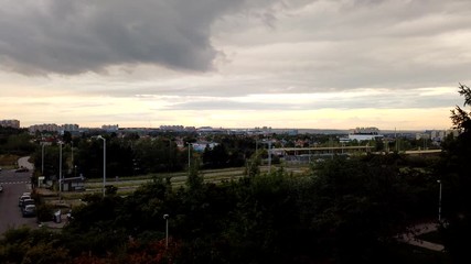 Prague cityscape timelapse sunset. Timelapse sunset above the Prague city.