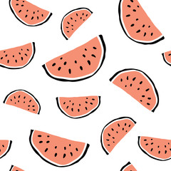 Minimalist watermelon slice seamless pattern