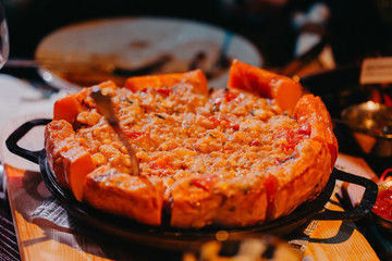Baked pumpkin with vegetables. Argentine cuisine