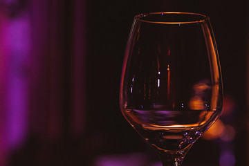 Empty wine glass in restaurant