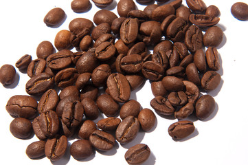 coffee beans close-up on a white background