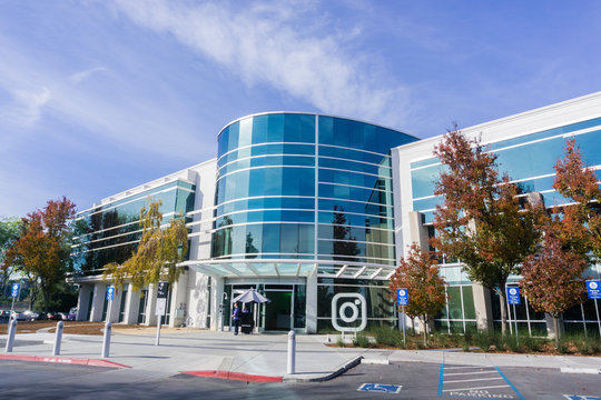 December 27, 2017 Menlo Park / CA / USA - Instagram office building located in Silicon Valley; Instagram is owned by Facebook