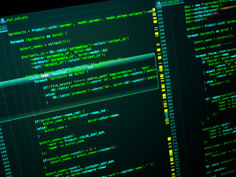 PHP in code editor. Web developing on the php language