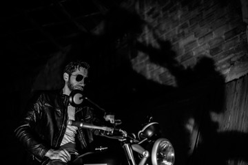 Motorcyclist's shadow