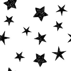 Background of hand drawn star seamless pattern. Doodle stars texture.