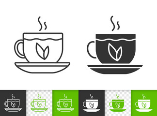 Tea cup glass mug simple black line vector icon