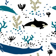 Sea vector seamless pattern 