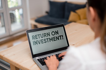 Conceptual hand writing showing Return On Investment. Concept meaning perforanalysisce measure used...