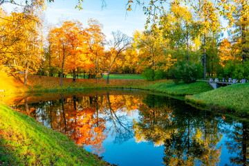 Catherine park in autumn, Tsarskoe Selo (Pushkin), St. Petersburg, Russia