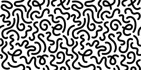 Fototapeta premium Seamless black and white geometric pattern. Hipster Memphis style.