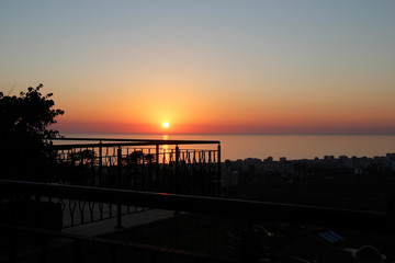 silhouette of alanya city at sunset