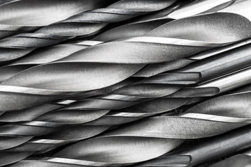 Abstract background by metal drill bits.