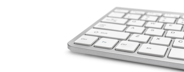 Keyboard on a white background. Space for text. - obrazy, fototapety, plakaty