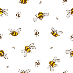 Materiał do szycia Cute seamless pattern with flying bees. Vector illustration EPS10