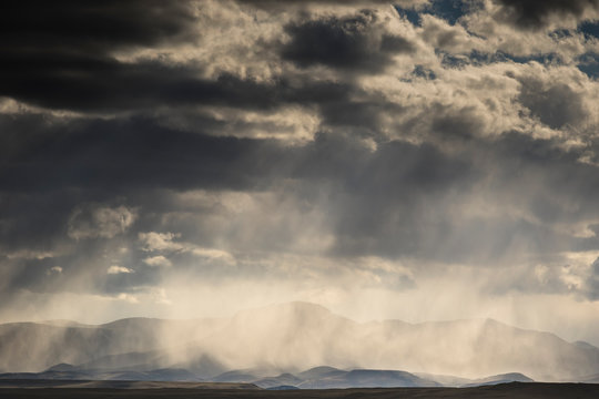 View of overcast above Rocky Mountain Front