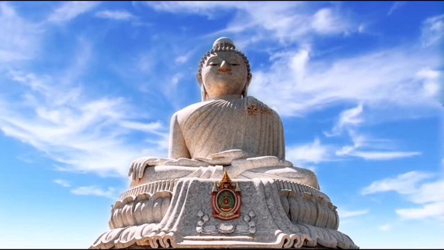 Big Buddha statue Was built on a high hilltop of Phuket Thailand Can be seen from a distance. Big white Buddha Thailand.
