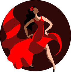 Fototapeta na wymiar Woman dancing flamenco. Vector illustration in flat style.