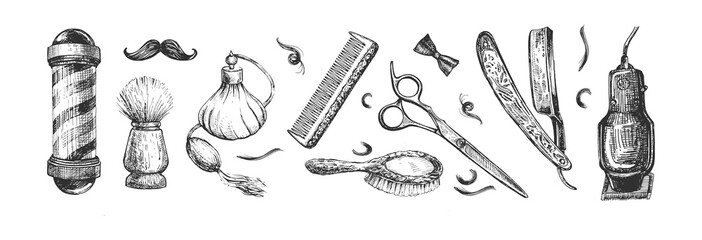 barbershop tools collection set