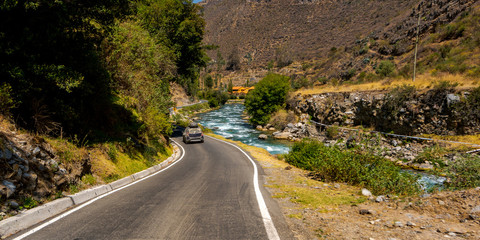 Fototapeta premium Roadway at side of Canete river near Lima, Peru.