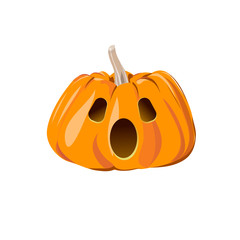 Surprised halloween pumpkin on white background. character face