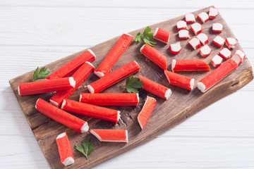Crab sticks from fish protein
