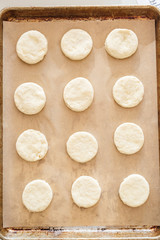 Homemade Biscuits on a Baking Sheet