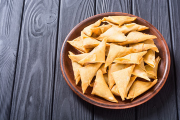 Traditional asian vegetarian food samosa