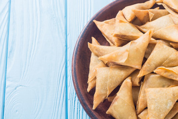 Traditional asian vegetarian food samosa