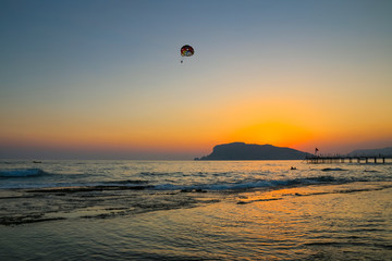 sunset over the sea, alanya