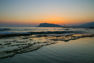 sunset over the sea, alanya
