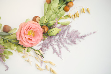 Floral wreath made of beautiful green leaves.