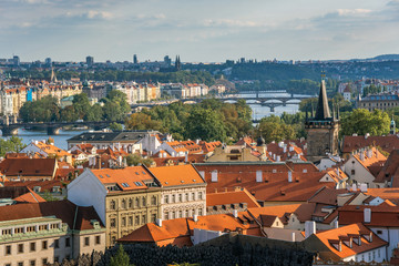 Fototapeta na wymiar Panorama of the city of Prague, the capital of the Czech Republic.