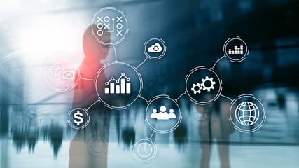 Business process automation concept on blurred background.