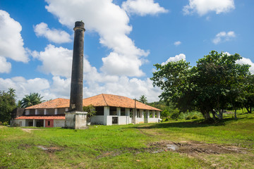 Fototapeta na wymiar A view of Engenho Sao Joao on Itamaraca Island, Brazil - Engenho is a colonial-era Portuguese term for a sugar cane mill and its associated facilities