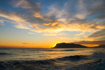 sunset over the sea, alanya