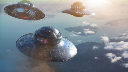 ufo flying. 3d render © de Art