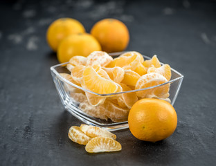 Tangerines (close-up shot) on a vintage background