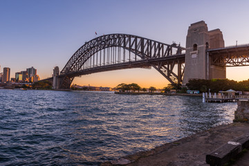 Fototapeta na wymiar Sydney Harbour Bridge at sunset from North Sydney