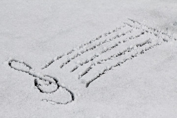  tracks in the snow and symbols in the snow